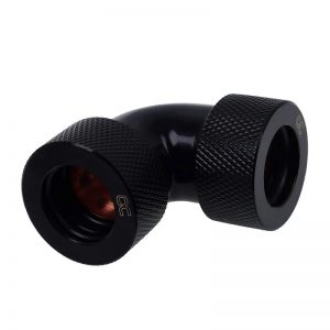 Alphacool HT 16mm HardTube Screw-on Sleeve 90° L-Connector - Knurled - Deep Black