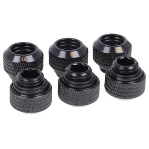 Alphacool Eiszapfen 12mm HardTube compression fitting G1/4 - knurled - Deep Black Altılı Paket