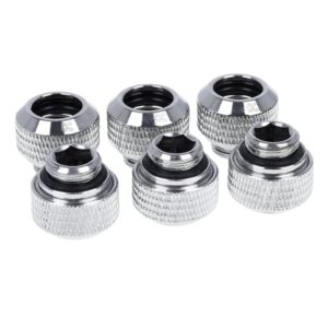 Alphacool Eiszapfen 12mm HardTube compression fitting G1/4 - knurled - Krom Altılı Paket
