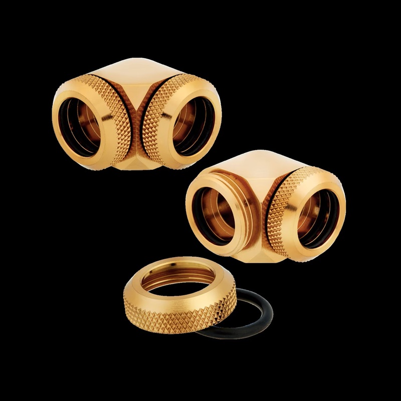 Corsair Hydro X Serisi XF Hardline 90° 14mm OD Fitting Twin Pack - Gold